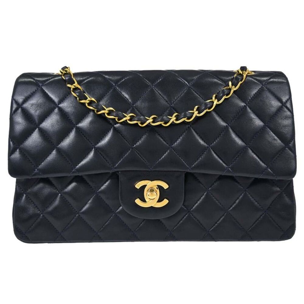Chanel Timeless - Classic Double Flap Quilted Lambskin Navy Leather Shoulder Bag